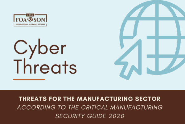 A graphic entitled 'Cyber Threats: Threats for the Manufacturing Sector According to the Critical Manufacturing Security Guide 2020'